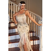 cheap Dresses-Retro Vintage Roaring 20s 1920s Flapper Dress Dress Masquerade The Great Gatsby Wedding Guest Sequins Tassel Fringe Women&#039;s Masquerade Wedding Wedding Guest Party / Evening Adults&#039; Dress Homecoming