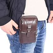 Недорогие универсальная сумка для телефона-мужская многофункциональная сумка через плечо из натуральной кожи, кошелек для мобильного телефона, чехол-кобура для телефона, кожаный поясной чехол, маленькая сумка-мессенджер