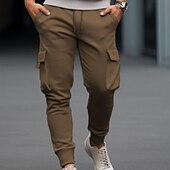 cheap Sweatpants-Men&#039;s Sweatpants Trousers Cargo Sweatpants Drawstring Elastic Waist Elastic Cuff Plain Comfort Breathable Casual Daily Holiday Sports Fashion Red Royal Blue