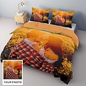 baratos Presentes Personalizados-Conjunto de Roupa de Cama Personalizado em Algodão 100% Natural Melhor Presente de Formatura Presente Personalizado Conjunto de Capa de Edredom Conjunto de Roupa de Cama Amigos Família
