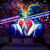 olcso Feketeművilágítás-blacklight gobelin uv reaktív világít a sötétben ragyogás buli neon trippy ködös párbaj női akasztós gobelin fali művészeti falfestmény nappali hálószobába
