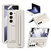 cheap Samsung Cases-Phone Case For Samsung Galaxy Z Fold 6 Z Fold 5 Z Fold 4 Back Cover with Stand Holder with Screen Protector with S Pen Solid Color PC PU Leather
