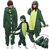 billige pars halloween-kostymer-sett med flanell onesie kigurumi pyjamas søte matchende klo tøfler barns voksne dinosaur morsomme pyjamas cosplay kostyme for unisex jul dyr nattøy tegneserie hjemmeklær