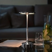 baratos Candeeiros de mesa-Candeeiro de mesa sem fio de alumínio led tricolor com escurecimento de toque recarregável luz noturna de mesa led lâmpada de leitura para restaurante bar de hotel iluminação de decoração de quarto