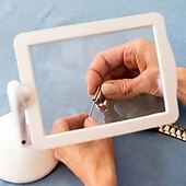 cheap Office Supplies-Desktop Magnifying Glass with LED Light Large Screen 360-degree Rotation 3 Times Magnification Reading Newspapers for The Elderly