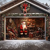 cheap Garage &amp; Door Banners-Christmas Door Decorations Outdoor Garage Door Cover Santa Xmas Door Banner Santa Claus Snowman Large Door Mural Backdrop Decoration forHoliday Home Wall Decorations