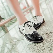 ieftine Oxfords de Damă-pantofi oxford clasici brogue de damă – pantofi maro din piele artificială cu vârful aripii cu șireturi pentru ținute casual și formale de inspirație vintage