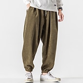 cheap Joggers-Men's Sweatpants Corduroy Pants Carrot Pants Pocket Drawstring Elastic Waist Plain Comfort Breathable Outdoor Daily Going out Fashion Casual Black Pink