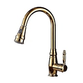 preiswerte Mit ausziehbarer Brause-Küchenspülen-Mischbatterie mit ausziehbarem Sprüher, Hochlichtbogen-Messing, Silber / Kaffee, Einhand-Einloch, ölgeriebene Bronze, herunterziehbare hohe Küchenarmaturen mit Warm- und Kaltwasserschlauch