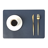 billige Placemats &amp; Coasters &amp; Trivets-vinyl dekkematte vanntett pu lær varmebestandig spisebord bord bord plate matte juledekor høst kjøkken bord matter innendørs utendørs
