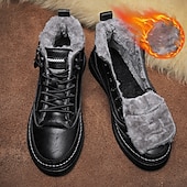 preiswerte Winter- und Schneestiefel-braune pelzgefütterte Winterstiefel für Herren - warme, wasserdichte Kunstlederschuhe mit Reißverschluss für Outdoor-Abenteuer