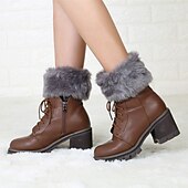 cheap Home Socks-Autumn and Winter Short Style Cuffed Plush Insulation Socks and Boots Cover for Women&#039;s Knitted Wool Leg Protectors