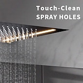 economico Soffioni doccia effetto pioggia-rubinetto per doccia a soffitto per bagno, rubinetto per doccia a pioggia rettangolare in acciaio inossidabile ad alto flusso 50 x 36 cm, soffione doccia con bilanciamento della pressione nascosto completo di led