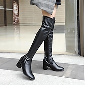 cheap Fashion Boots-Women&#039;s White Over-the-Knee Boots with Zipper, Modern Chic Style for Fall and Winter Casual Outings