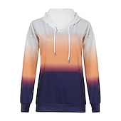 baratos Moletom esportivo com capuz-Mulheres Bloco de cor Ativo Roupa de Esporte Manga Longa Com Capuz Tops regulares Casual Esportes Com Cordão Imprimir Bolso frontal Amarelo Vermelho Roxo Laranja Outono &amp; inverno