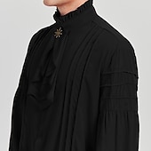 baratos Tops-Retro Vintage Punk e gótico Medieval Blusa / Camisa Baile de Máscara Vampiros Cavalheiro Outlander Com Babados Cor Sólida Fantasia Homens Pirata Fantasia Real Carnaval Baile de Máscaras Espetáculo