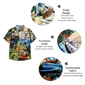 economico Uccelli &amp; Animali-Per uomo Pappagallo Camicia Camicia hawaiana Camicia da campo Manica corta Camicia Collo ripiegabile Hawaiano Originale Informale Esterno Strada Informale Giallo Verde chiaro Rosa Stampa 3D S M L