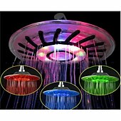 cheap Rain Shower-Rainbow 2 Modes LED Overhead Shower Head, 8 inch Round Rainfall Shower Head with Glow Light,  7 Color Automatically Changing Shower Top Head, Shower Bathroom Accessories