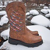billiga Cowboy &amp; Western Boots-Herr Stövlar Cowboystövlar Militärkängor Plusstorlekar Ledigt Utomhus Dagligen PU Andningsfunktion Bekväm Halksäker Slip-on Svart Brun Höst Vinter