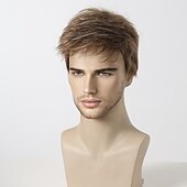 economico Parrucche uomo-Parrucche sintetiche Uniformi Costumi di carriera Da principessa Kinky liscia Parte di mezzo Taglio scalato A macchina Parrucca 8&quot; Cenere marrone Capelli sintetici Per uomo Cosplay Feste Di tendenza