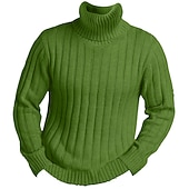 preiswerte Herrenpullover-Herren Weihnachtspullover Rollkragenpullover Pullover Strickpullover Herren Rollkragenpullover Gerippt Stricken Normale Oberteile Gestrickt Grube Einfach Rollkragen warm halten Moderne zeitgenössische