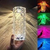 cheap Decorative Lights-1pc Crystal Rose Ambiance Lamp, Bedroom Bedside Lamp, LED Night Light, Romantic Mood Lamp, Birthday Gift LED Touch with Remote Control