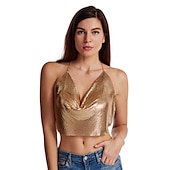 economico Costumi e travestimenti sexy-Brillanti Sexy Anni &#039;80 Catena per il corpo Top Corto Disco Per donna Feste Club Adulti Top