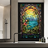 baratos películas de janela-Filme para vitrais, adesivos coloridos para janelas, vitrais eletrostáticos, removível, privacidade, filme decorativo manchado para escritório doméstico