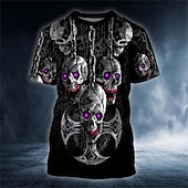 baratos crânio e osso-Homens Gráfico Caveiras Camiseta Manga Curta Camiseta Impressão 3D Gola Redonda Camisa Diário Designer Retro Vintage Esportes Feriado Para Noite Vermelho Azul Roxo Primavera Verão Roupa S M L XL 2XL