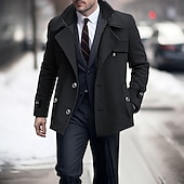 preiswerte Herren-Blazer &amp; -Anzüge-Herren Wintermantel Wollmantel Trenchcoat Outdoor Freizeitskleidung Herbst Winter Wollen warm Windbreaker Oberbekleidung Bekleidung Modisch Strassenmode Glatt Tasche Kargen Einreihiger Verschluss