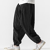 cheap Joggers-Men's Sweatpants Corduroy Pants Carrot Pants Pocket Drawstring Elastic Waist Plain Comfort Breathable Outdoor Daily Going out Fashion Casual Black Pink