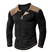 preiswerte Lässiges Henley-T-Shirt-Herren T Shirt Henley Shirt T-Shirt Farbblock Henley Strasse Urlaub Langarm Bekleidung Modisch Designer Basic