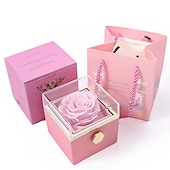 ieftine Decorațiuni de nuntă-adevărat trandafir etern rotativ set cutie cadou romantic etern floare | ziua de nastere, ziua mamei, cadouri pentru femei, cadou de ziua indragostitilor