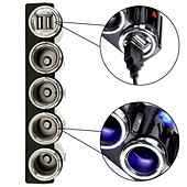 voordelige Bluetooth autokit/handsfree-multifunctionele 4-weg 12v-24v sigarettenaansteker-splitter multi-socket dubbele usb-stekkerlader