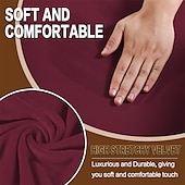 abordables Cubierta de sillón y silla sin brazo-Funda de terciopelo para silla con platillo redondo, fundas para silla Moon, 1 pieza, funda elástica extraíble para silla Moon con parte inferior elástica para sala de estar