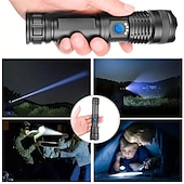 abordables Linternas-Linterna led xhp100 de alta potencia, recargable, 4 núcleos, zoom, usb, para acampar al aire libre/uso de emergencia, 1 ud.