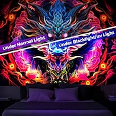 Χαμηλού Κόστους Μαύρισμα ταπετσαρία-blacklight ταπετσαρία uv αντιδραστική λάμψη στη σκοτεινή λάμψη πάρτι νέον trippy ομιχλώδης δράκος κρεμαστή ταπετσαρία τοίχου τοιχογραφία για κρεβατοκάμαρα σαλονιού