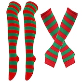 abordables Accesorios-Calcetines hasta rodilla Calcetines de Navidad Mujer Navidad Carnaval Mardi Gras Nochebuena Retro Antiguo Guantes Calcetines
