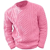 abordables Pull col rond-Homme Pull Chandail Robe pull Pull Pull en tricot A côtes torsadé Tricoter Découpé Tricoté Col Ras du Cou Moderne contemporain Usage quotidien Sortie Vêtement Tenue Automne hiver Noir Rose M L XL