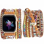 cheap Apple Watch Bands-Handmade Braided Rope Compatible with Apple Watch band Women Multilayer Beaded Beads Strap Replacement Wristband for 38mm 40mm 41mm 42mm 44mm 45mm 49mm iwatch Series Ultra 8 7 6 SE 5 4 3 2 1