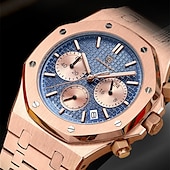 economico Orologi al quarzo-Orologio al Quarzo da Uomo POEDAGAR Orologio da Sport Moda Casual Luminosa Calendario Cronografo Impermeabile Orologio in Acciaio