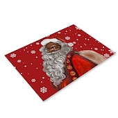 baratos Decoração de Natal-corredor de mesa vermelho, decoração de mesa sazonal em estilo fazenda de férias de inverno