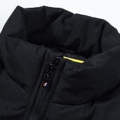 tanie Puchówki i parki męskie-Męskie Płaszcz zimowy Kurtka zimowa kurtka puchowa Zamek Kieszeń Poliester Kieszonki Na zewnątrz Randka Codzienne Regularny Moda Codzienny Keep Warm Odporność na wiatr Zima Równina Czarny Biały