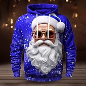 abordables Traje de Papá Noel-Sudadera con capucha de Papá Noel para hombre, diseño navideño en 3D, con estampado gráfico de Papá Noel, moda 3D, para deportes al aire libre, vacaciones, sudadera con capucha de manga larga, color