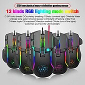 Недорогие Мыши-проводная игровая мышь, компьютерная игровая мышь, USB-мышь, высокоточная регулируемая 12800 точек на дюйм, 10 программируемых кнопок, эргономичная игровая мышь Plug Play для ноутбука Mac