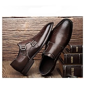 abordables Officiel-hommes mocassins habillés et slip-ons richelieu chaussures de moine affaires britannique gentleman bureau et carrière fête et soirée chaussures en cuir noir marron printemps automne