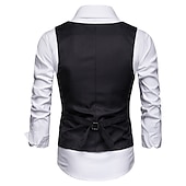 cheap Men&#039;s Vest-Men&#039;s Vest Suit Vest Gilet Wedding Business Causal Casual 1920s Smart Casual Polyester Solid Colored Single Breasted Shirt Collar Slim Black Red Light Grey Vest