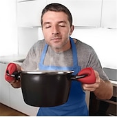 abordables Barbecue et cuisine extérieure-1 paire de maniques anti-brûlure, ensemble de gants de cuisine en silicone rouge, gants de cuisine à pinces de homard, gants de cuisine en forme de crabe rouge, gants de cuisine en silicone antidérapants, gants de cuisine sûrs pour le four