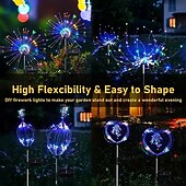 olcso Pathway Lights &amp; Lanterns-2db napelemes kert 8 világítási módú csillagsugárzó lámpák, vízálló napenergiával működő tűzijáték lámpák kültéri dekorációhoz, 120 led csillagszóró füzér az udvari ösvényen, Valentin-napi parti
