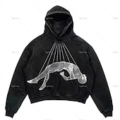 preiswerte Retro-Grafik-Pullover Hoodie mit Reißverschluss Buchstabe Vordertasche Für Herren Damen Unisex Erwachsene Heißprägen Strasse Casual